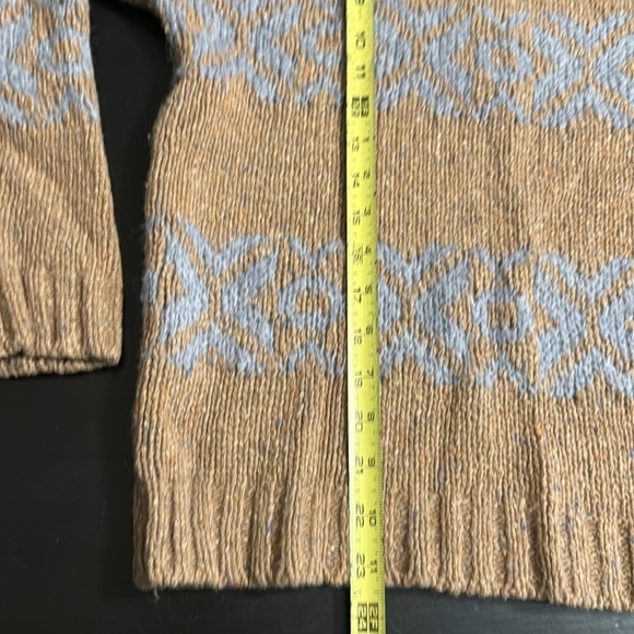 Anthropologie Elsamanda Tan and Light Blue Patterned Women's wool blend Sweater - Picture 2 of 6